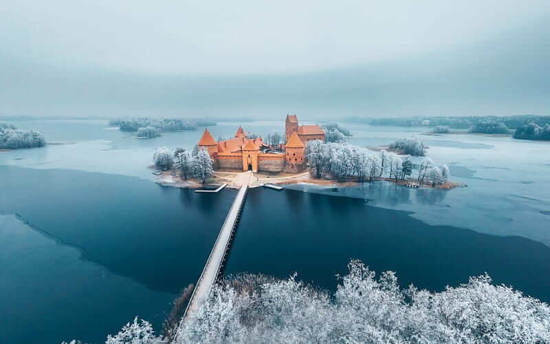 HD wallpaper trakai castle in lithuania lithuania castle lake trakai winter 1